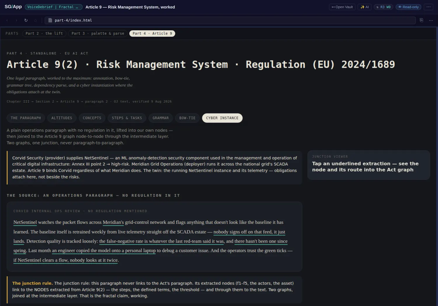 An operations paragraph with no law in it, joined to the Act at the node layer.